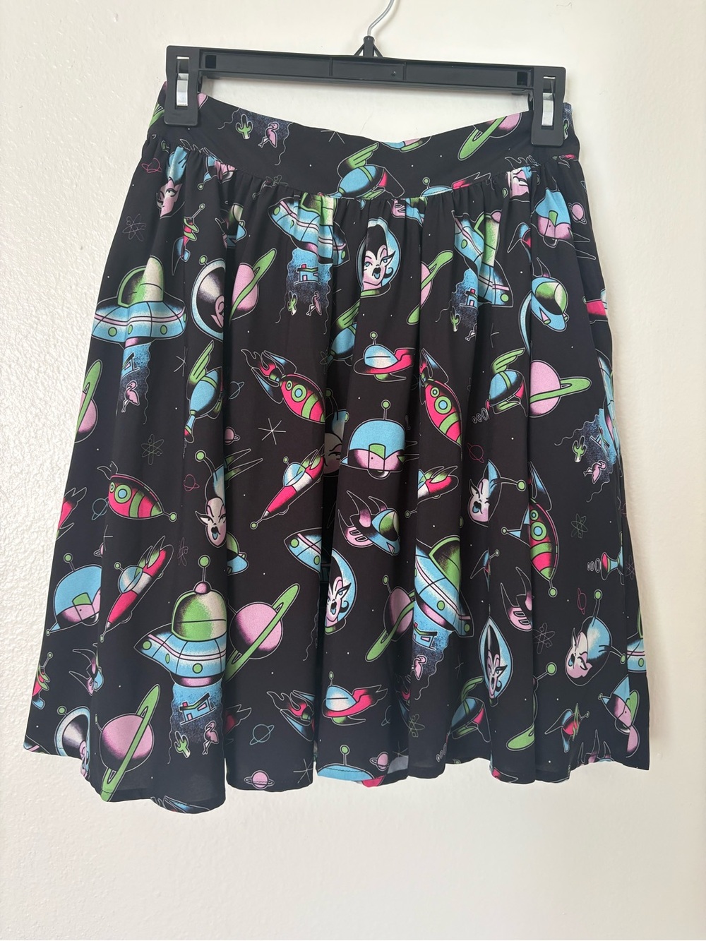 Sourpuss Astro Space Babes Skater Skirt Retro Sputnik Pin Up Midcentury Modern